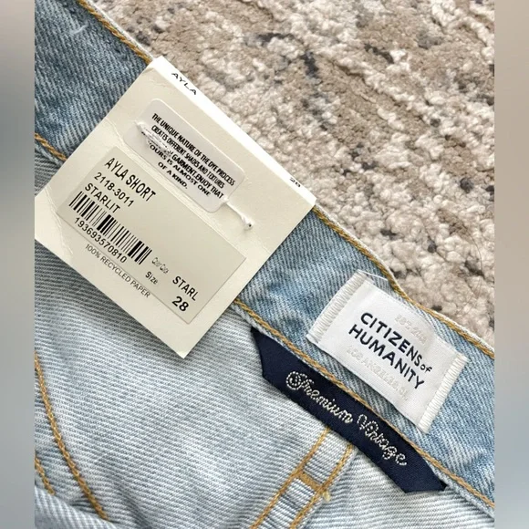 Citizens of Humanity Ayla Baggy Distressed Jean Shorts Starlit Blue Size 28 - Picture 6 of 14